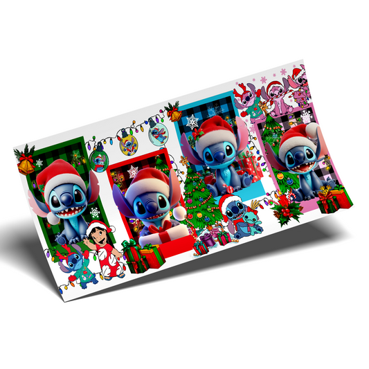 Cup Wrap Sticker  - UV DTF transfer Stitchy Christmas picture frame