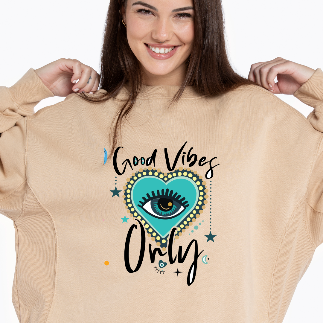 Textil  - DTF -  good vibes eyes menta