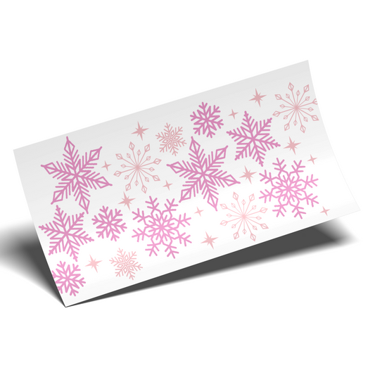 Cup Wrap Sticker  - UV DTF transfer Pink Snowflakes