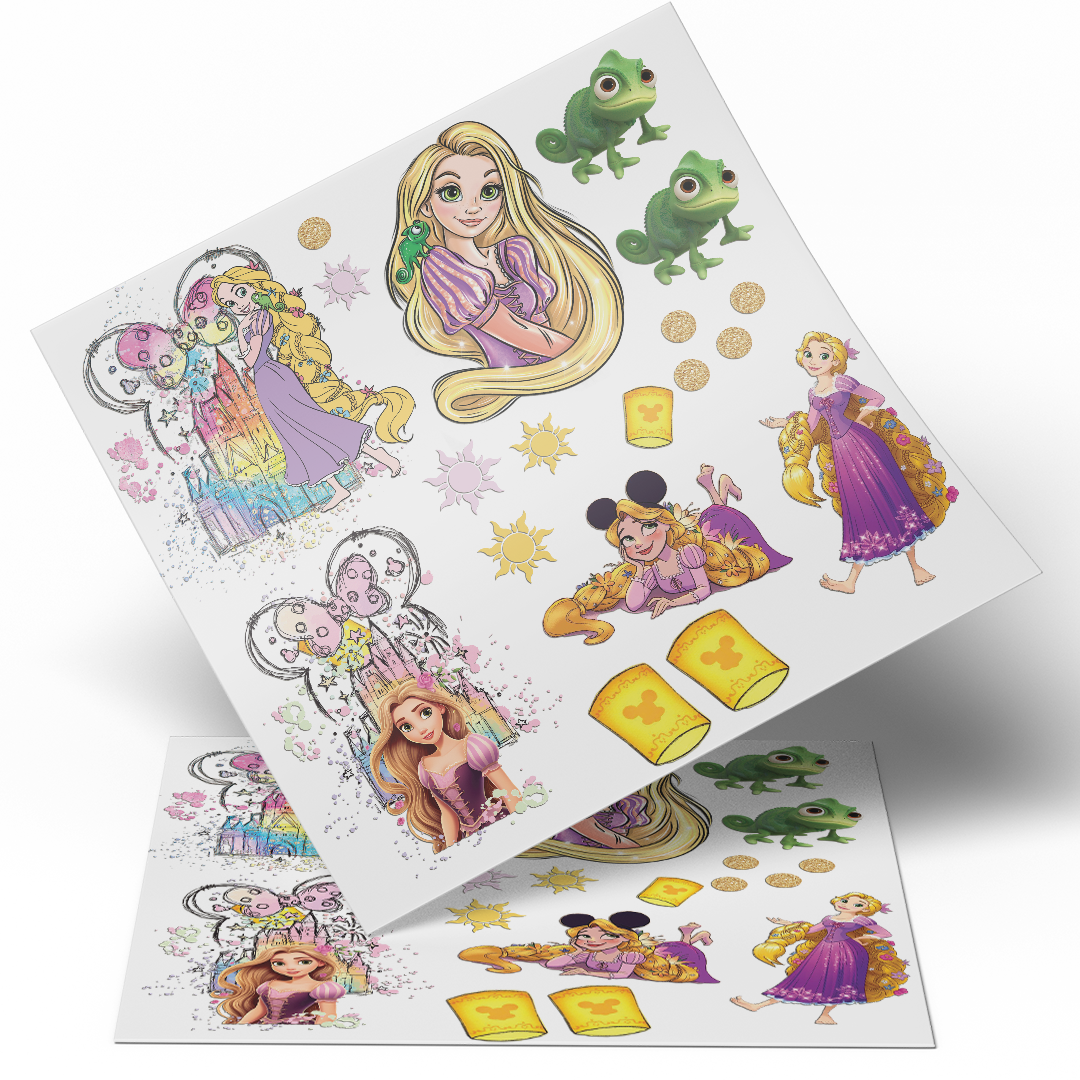 UV DTF Sheet WRAP -  Rapunzel  9.5x10 inches