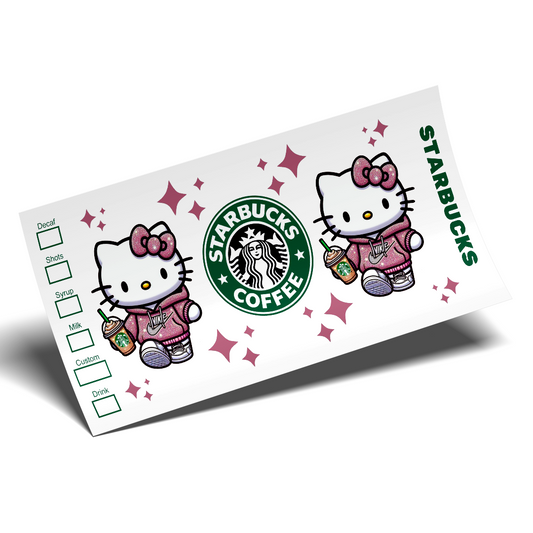 Cup Wrap Sticker  - UV DTF Kitty Glittered Coffee