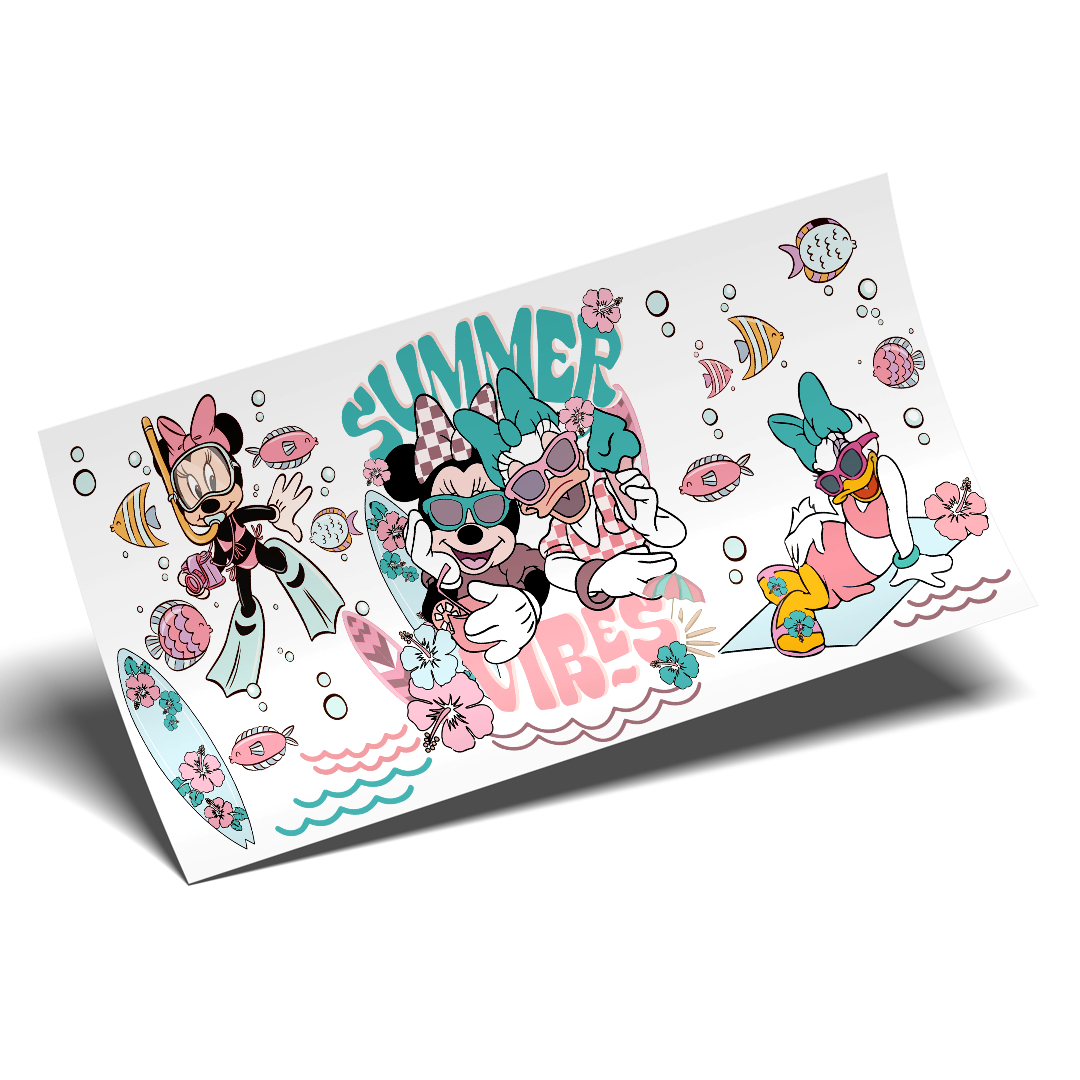 Cup Wrap UV DTF Stickers Wrap - Minnie and Daisy  Summer - STICKERS