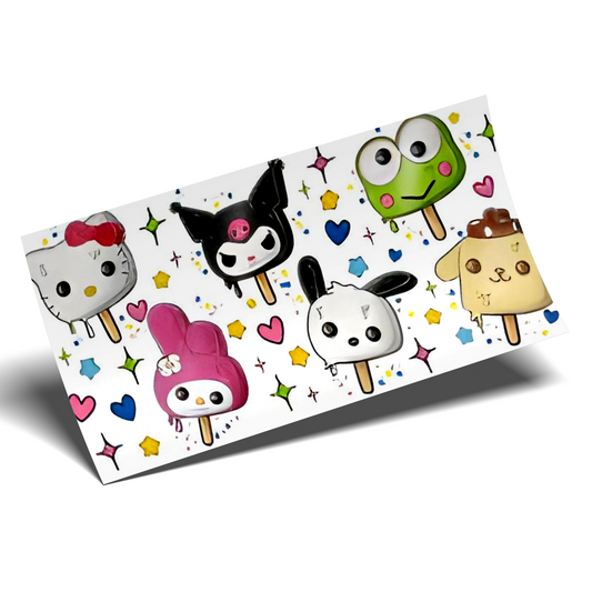 Cup Wrap Sticker UV DTF - Crazy Popsicles Sanrio and friends