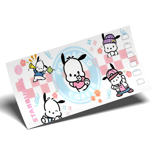 Cup Wrap Sticker UV DTF - Pochacco Coffee cute paws